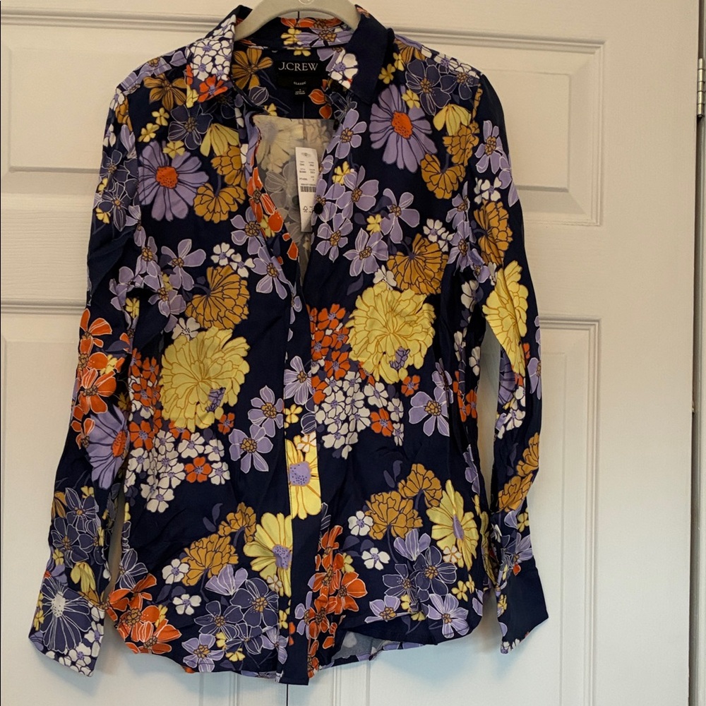 J.Crew Navy Floral Blouse